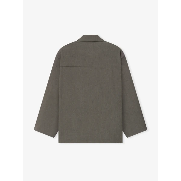 Fear of God Cotton Wool Oxford Shirt Jacket in Willow | Men Jackets | Luxury Shoes 