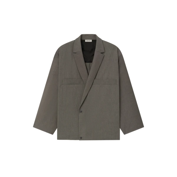 Cotton Wool Oxford Shirt Jacket in Willow
