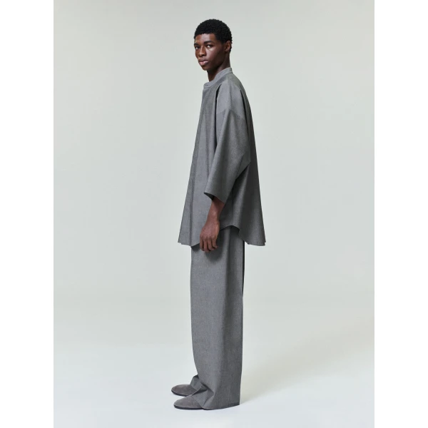 Fear of God Cotton Wool Oxford Wide Leg Drawstring Pants in Willow | Pants | Luxury Shoes 