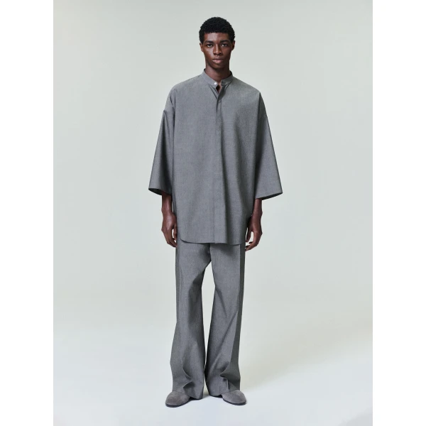 Fear of God Cotton Wool Oxford Wide Leg Drawstring Pants in Willow | Pants | Luxury Shoes 