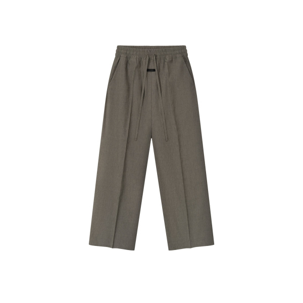 Fear of God Cotton Wool Oxford Wide Leg Drawstring Pants in Willow | Luxury Shoes 