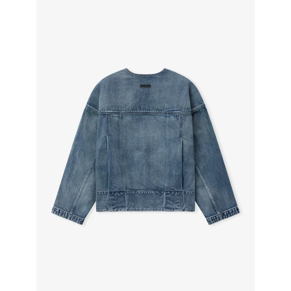 Fear of God Denim Lapelless Jacket in Medium Indigo | Men Jackets | Luxury Shoes 