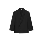 Fear of God Double-Breasted Wool Poplin Shawl Collar Jacket in Black | Luxury Shoes 