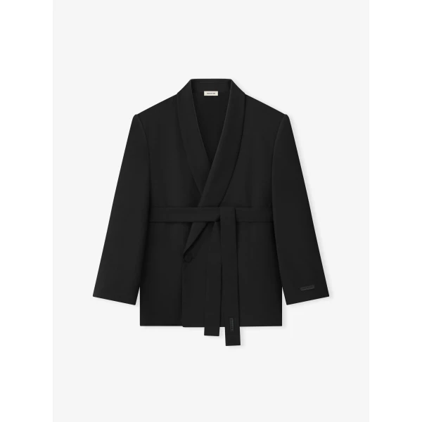 Fear of God Double-Breasted Wool Poplin Shawl Collar Jacket in Black | Men Jackets | Luxury Shoes 