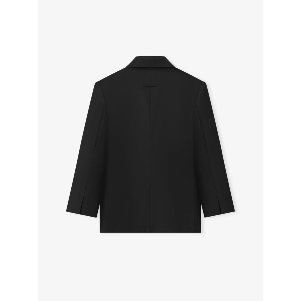 Fear of God Double-Breasted Wool Poplin Shawl Collar Jacket in Black | Men Jackets | Luxury Shoes 
