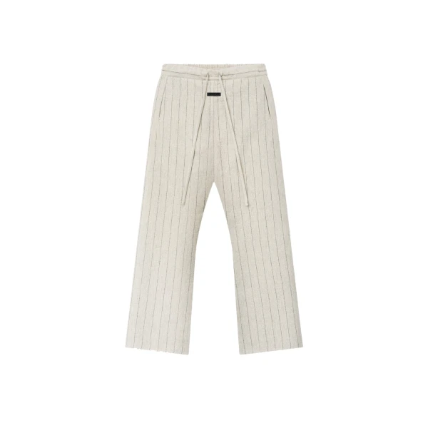 Double Face Wool Baseball Flared Pants in Light Beige and Black