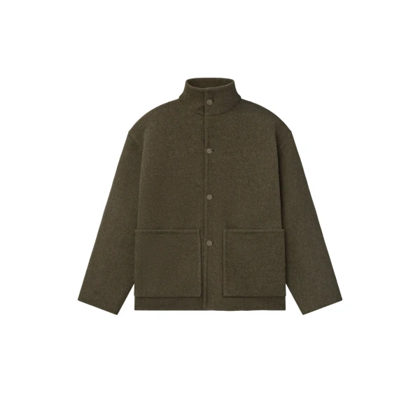 Double Face Wool Cashmere Sport Jacket in Khaki Melange