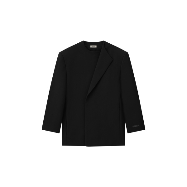 Fear of God Double Weave Wool Crewneck Jacket in Black | Luxury Shoes 