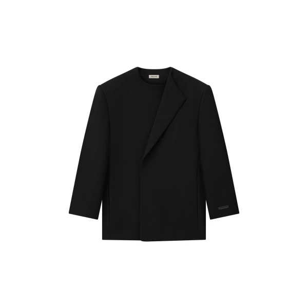 Fear of God Double Weave Wool Crewneck Jacket in Black | Luxury Shoes 