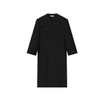 Fear of God Double Weave Wool Double Breasted Lapelless Coat in Black Fear of God Double Weave Wool Double Breasted Lapelless Coat in Black | Luxury Shoes
