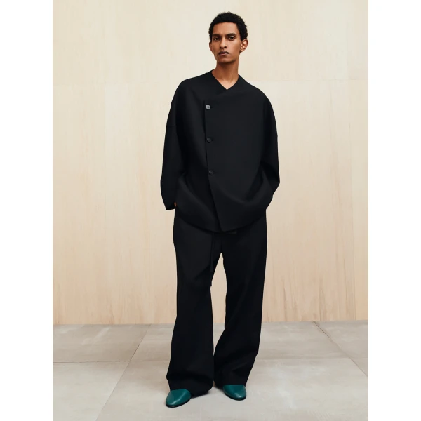 Fear of God Double Weave Wool Wide Leg Drawstring Pants in Black | Pants | Luxury Shoes 