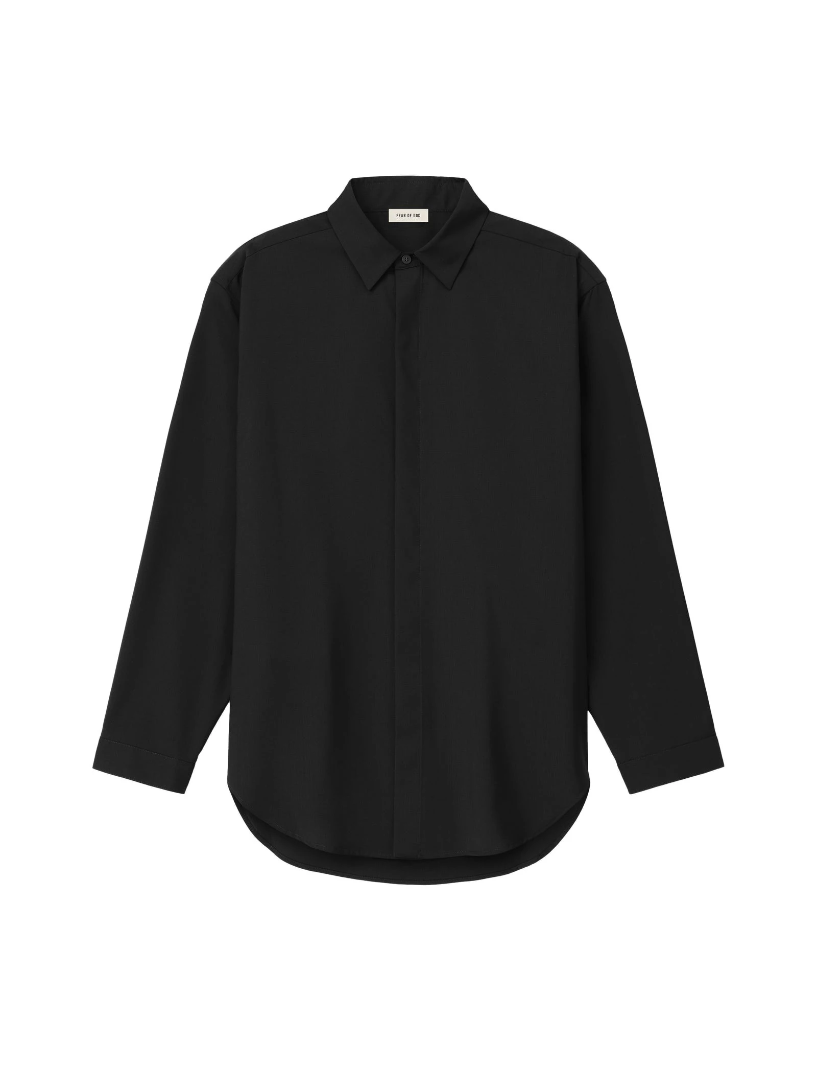 Fear of God Easy Care Wool Classic Shirt in Black Fear of God Easy Care Wool Classic Shirt in Black | Luxury Shoes