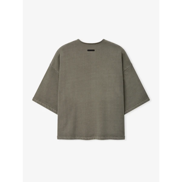 Fear of God Essentials 3/4 Henley Sweatshirt in Washed Seal | Sweatshirts | Luxury Shoes 
