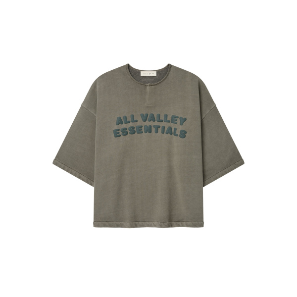Fear of God Essentials 3/4 Henley Sweatshirt in Washed Seal | Luxury Shoes 