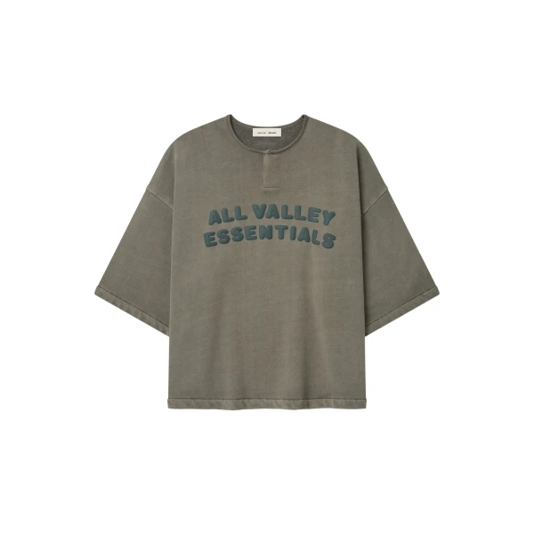 Fear of God Essentials 3/4 Henley Sweatshirt in Washed Seal | Luxury Shoes 