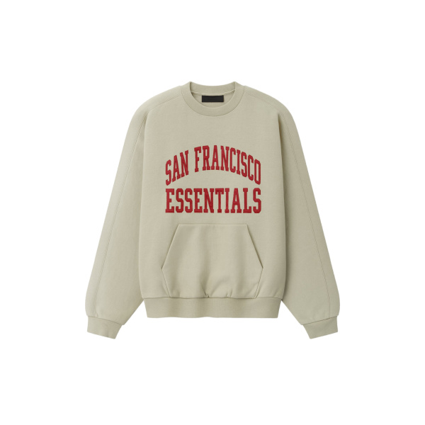 Fear of God Essentials 49ers 90s Relaxed Crewneck in Sandstone | Luxury Shoes 