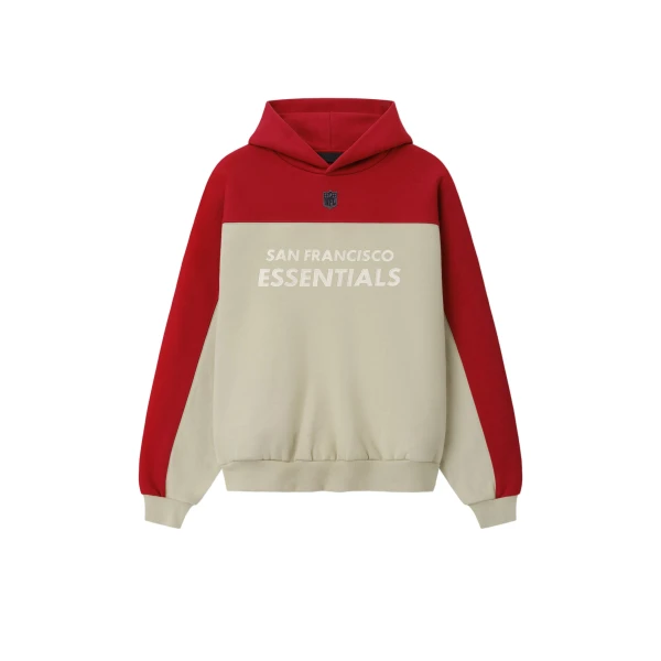 Fear of God Essentials 49ers 90s Relaxed Hoodie in Sandstone | Luxury Shoes 