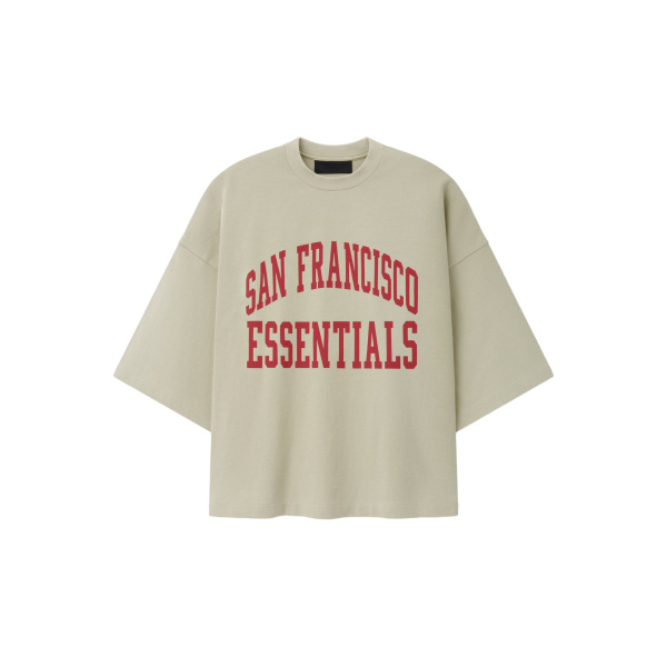 Fear of God Essentials 49ers Merch Tee in Sandstone | Luxury Shoes 