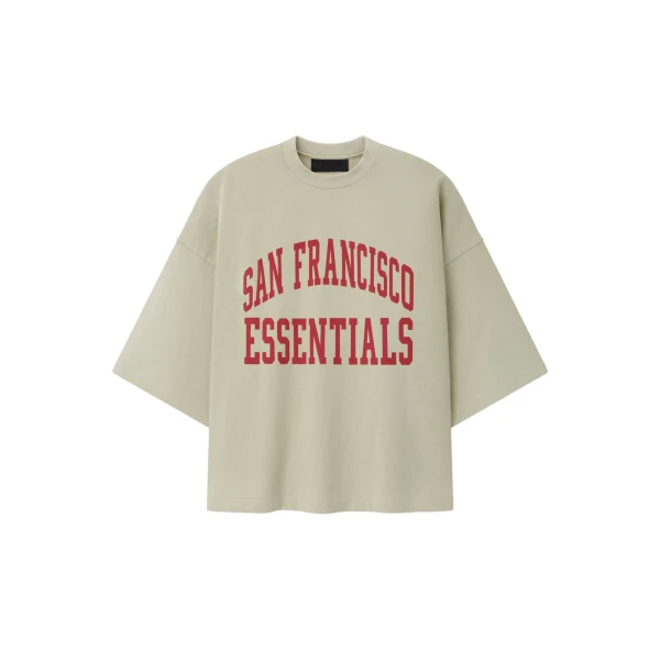 Fear of God Essentials 49ers Merch Tee in Sandstone | Luxury Shoes 