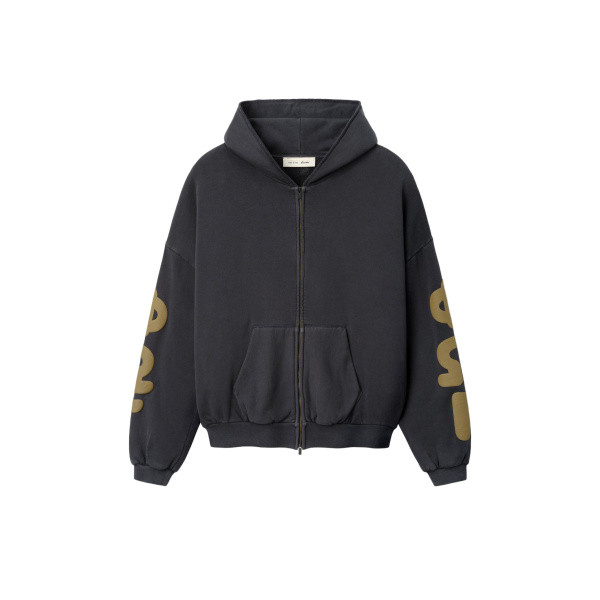 Fear of God Essentials 90s Zip-Up Hoodie in Washed Iron Grey | Luxury Shoes 