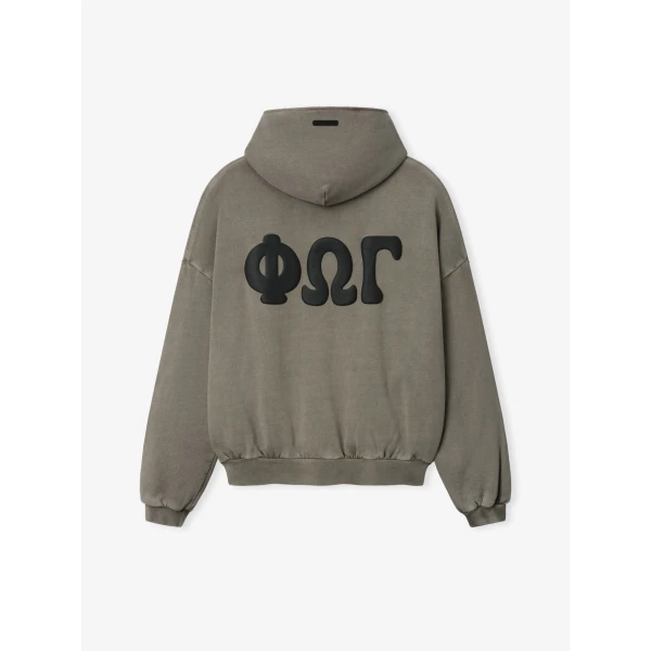 Fear of God Essentials 90s Zip-Up Hoodie in Washed Seal | Sweatshirts | Luxury Shoes 