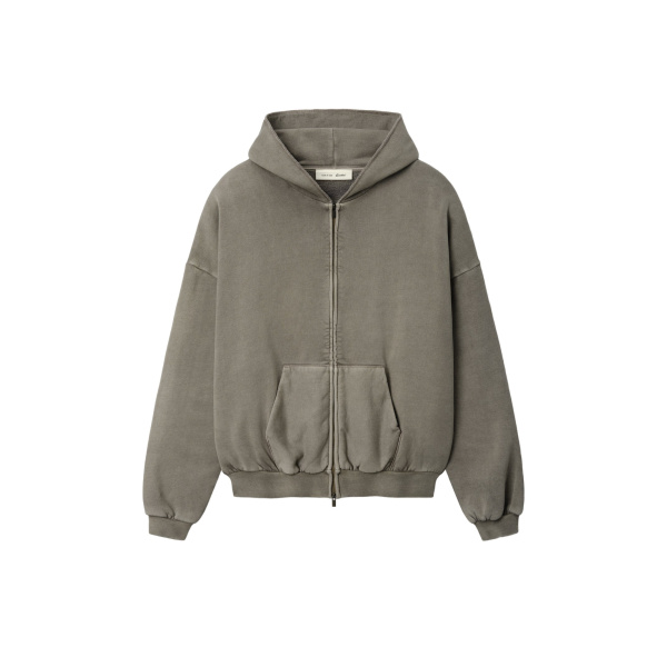 Fear of God Essentials 90s Zip-Up Hoodie in Washed Seal | Luxury Shoes 