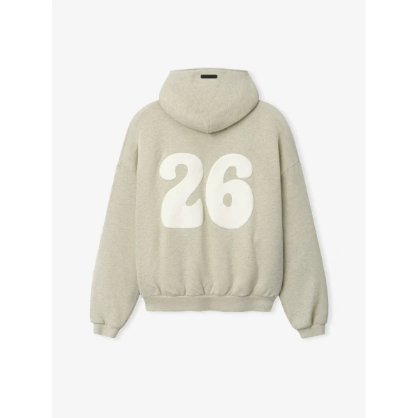 Fear of God Essentials 90s Zip-Up Hoodie in Washed Vanilla Heather | Sweatshirts | Luxury Shoes 