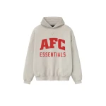 Fear of God Essentials American Sport Hoodie in Heather Stone | Luxury Shoes 