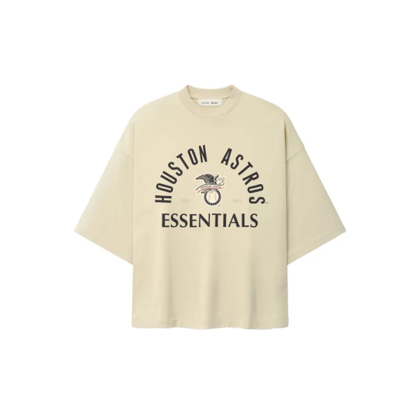 Fear of God Essentials Astros American League Merch Tee in Sandstone | Luxury Shoes 