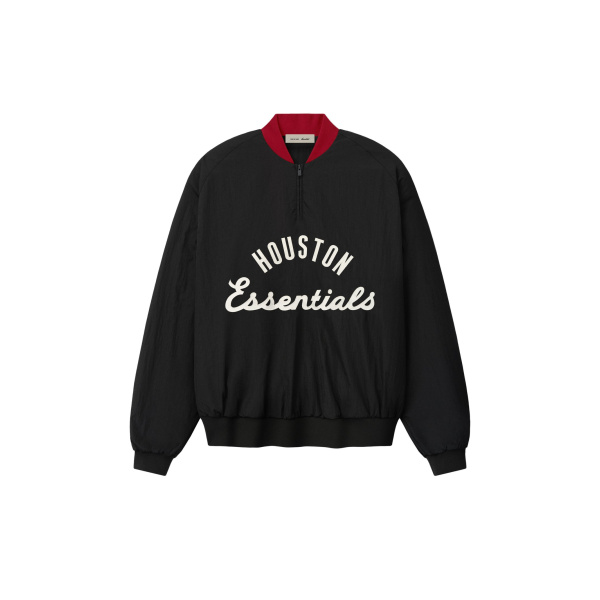 Fear of God Essentials Astros Half Zip Pullover in Black | Luxury Shoes 