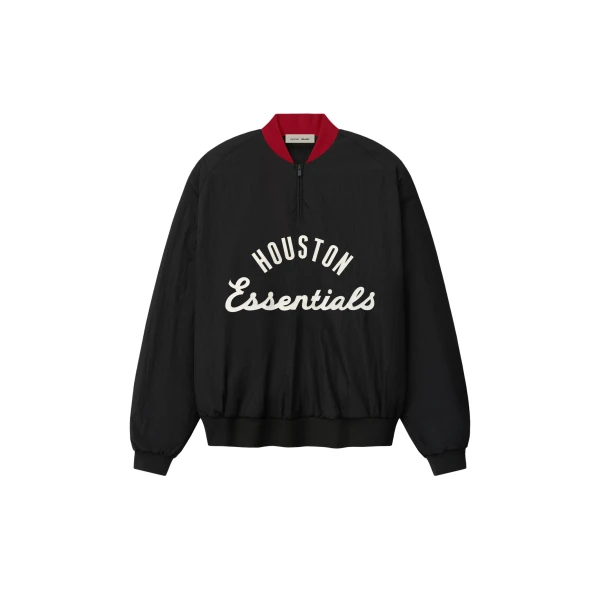 Fear of God Essentials Astros Half Zip Pullover in Black | Luxury Shoes 