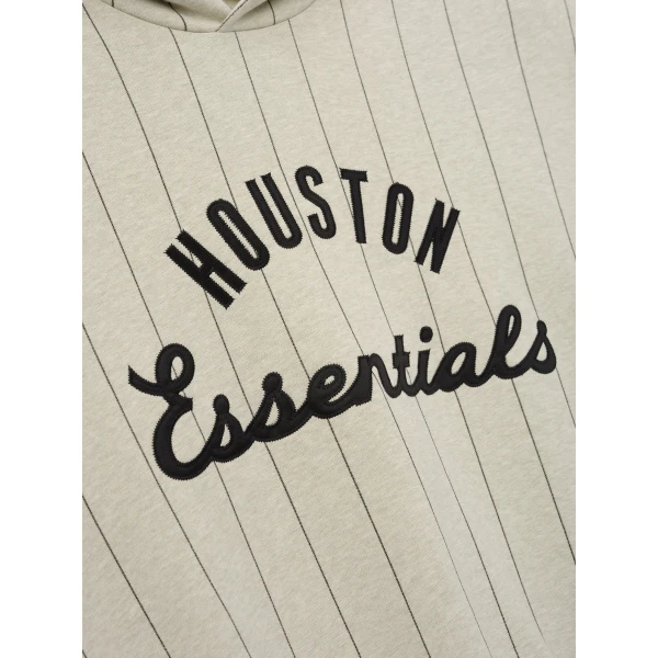 Fear of God Essentials Astros Sport Hoodie in Heather Stone with Black Pinstripes | Sweatshirts | Luxury Shoes 