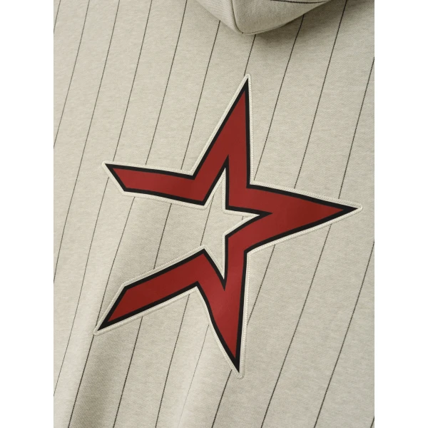 Fear of God Essentials Astros Sport Hoodie in Heather Stone with Black Pinstripes | Sweatshirts | Luxury Shoes 