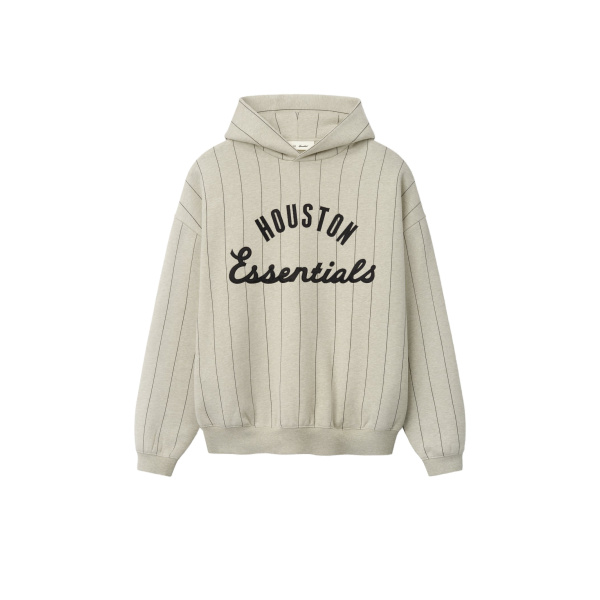 Fear of God Essentials Astros Sport Hoodie in Heather Stone with Black Pinstripes | Luxury Shoes 