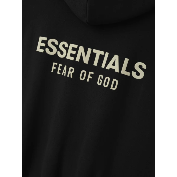 Fear of God Essentials Back Logo Classic Hoodie in Black | Sweatshirts | Luxury Shoes 