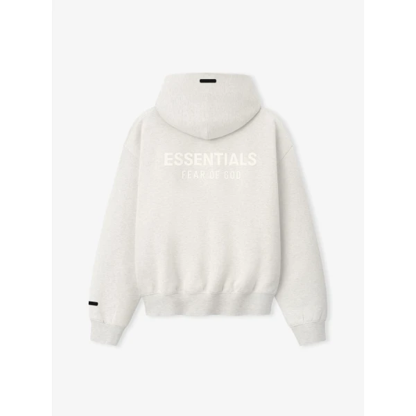 Fear of God Essentials Back Logo Classic Hoodie in Oatmeal Heather | Sweatshirts | Luxury Shoes 
