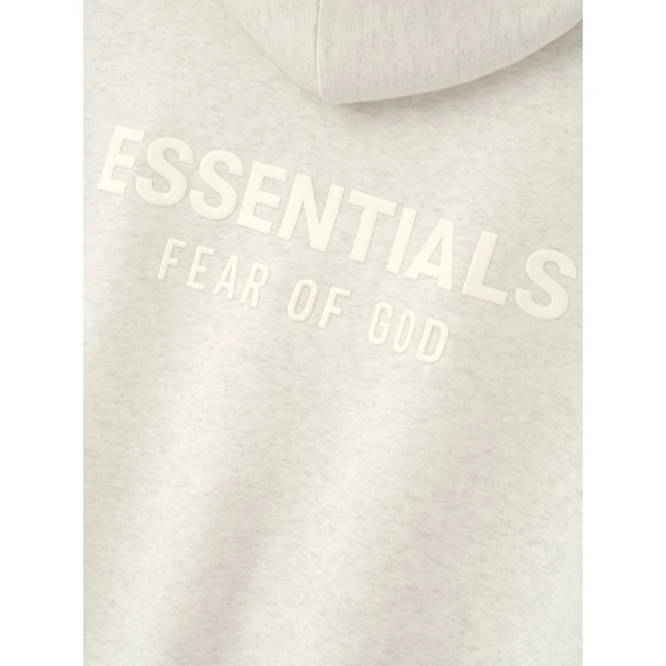 Fear of God Essentials Back Logo Classic Hoodie in Oatmeal Heather | Sweatshirts | Luxury Shoes 
