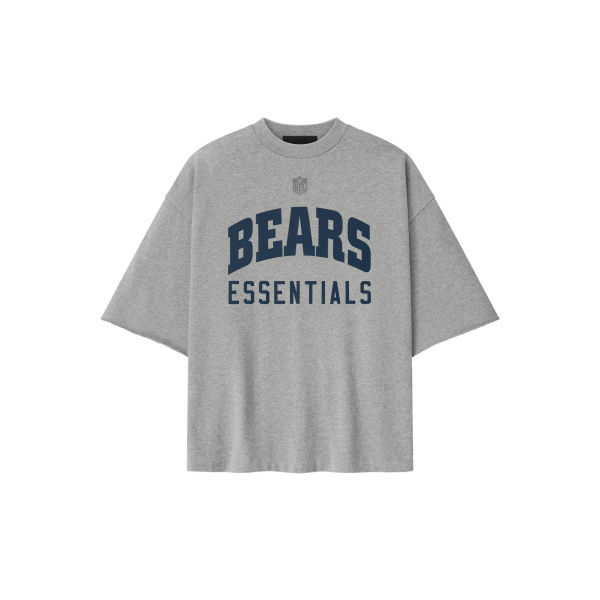 Fear of God Essentials Bears 90s 3/4 Sleeve Football Tee in Concrete Heather and Canyon | Luxury Shoes 