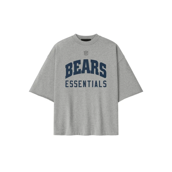 Fear of God Essentials Bears 90s 3/4 Sleeve Football Tee in Concrete Heather and Canyon | Luxury Shoes 