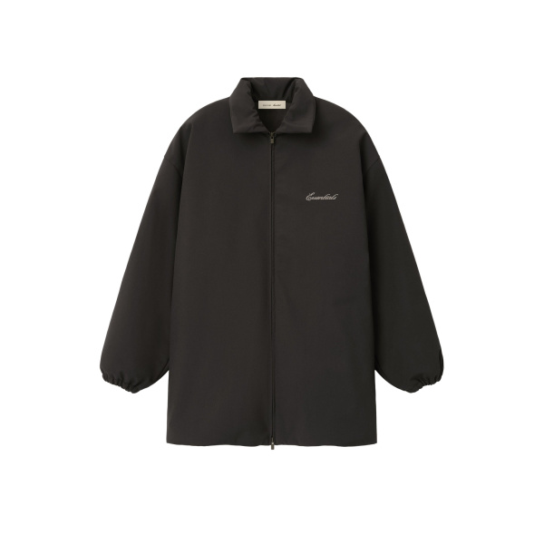 Fear of God Essentials Bonded Nylon Signature Filled Barn Jacket in Ink Black | Luxury Shoes 