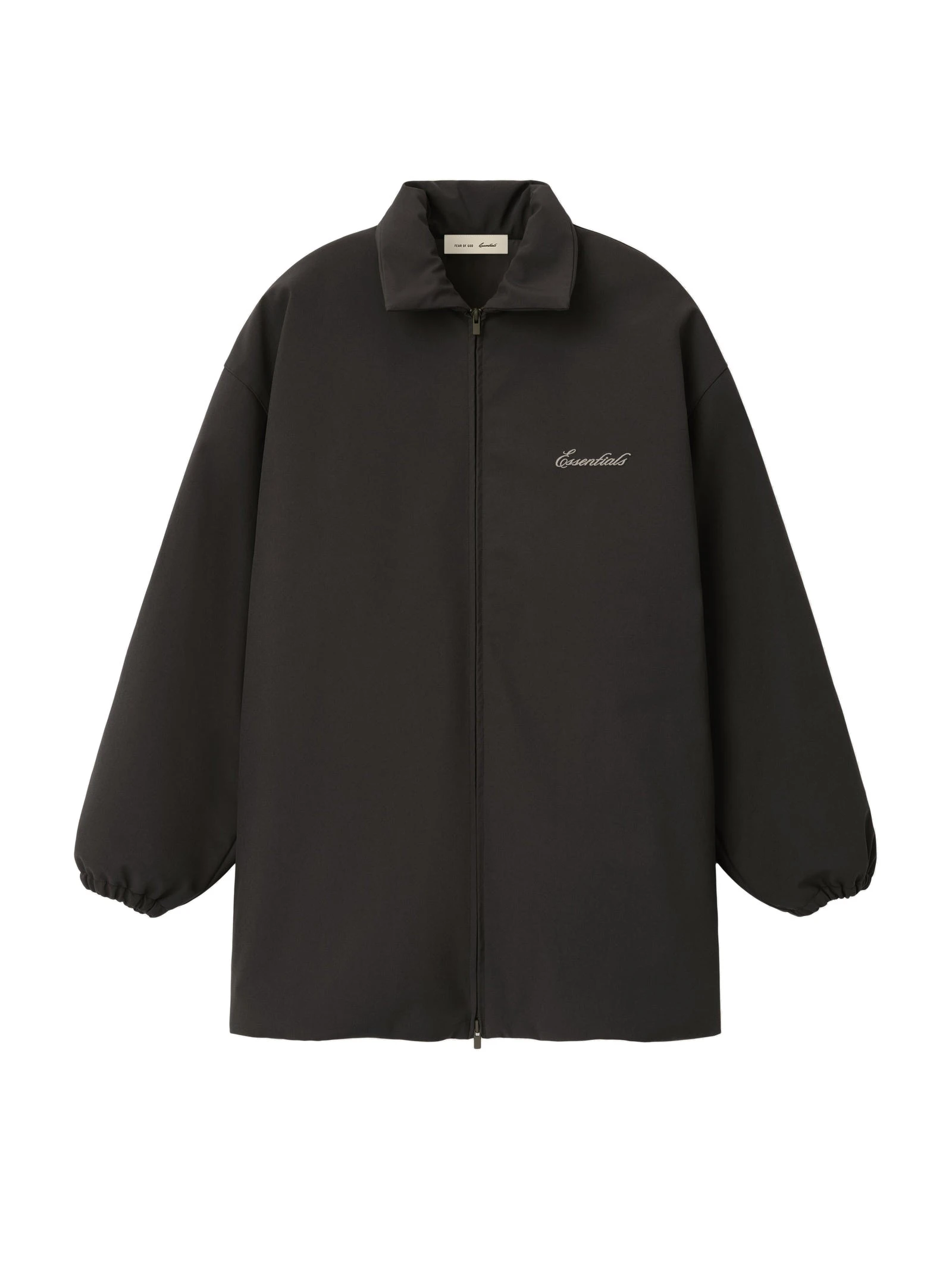 Fear of God Essentials Bonded Nylon Signature Filled Barn Jacket in Ink Black Fear of God Essentials Bonded Nylon Signature Filled Barn Jacket in Ink Black | Luxury Shoes