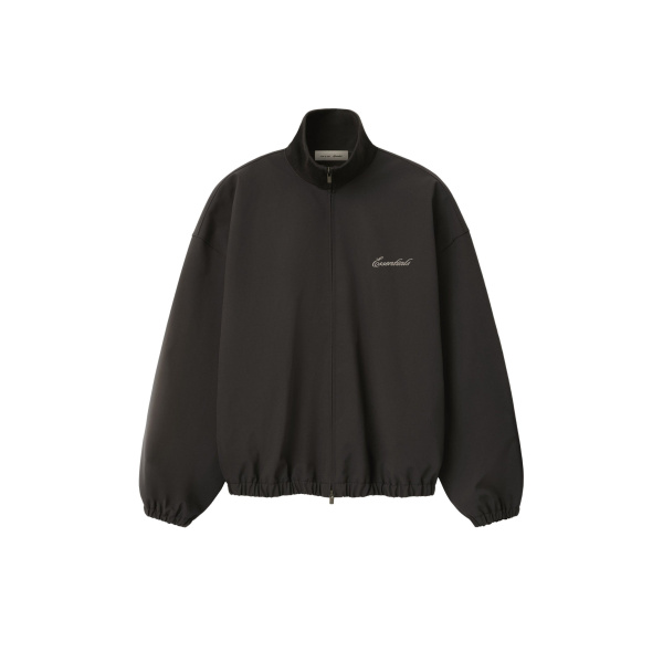 Fear of God Essentials Bonded Nylon Signature Full Zip Track Jacket in Ink Black | Luxury Shoes 