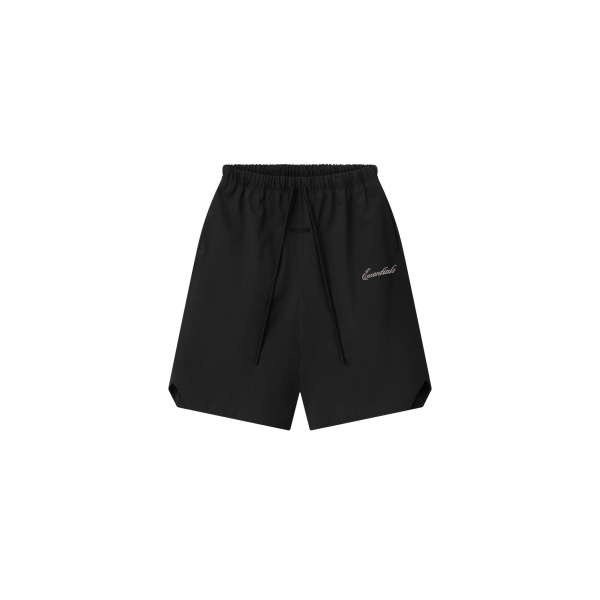 Fear of God Essentials Bonded Nylon Signature Relaxed Short with Slit in Black | Luxury Shoes 