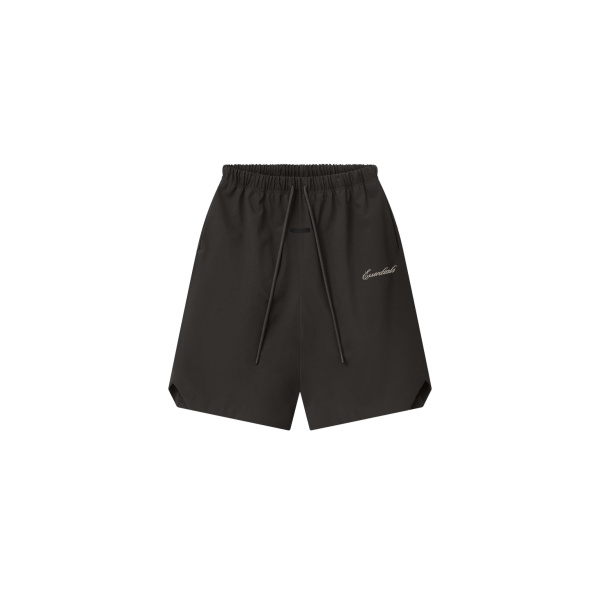 Fear of God Essentials Bonded Nylon Signature Relaxed Short with Slit in Ink Black | Luxury Shoes 