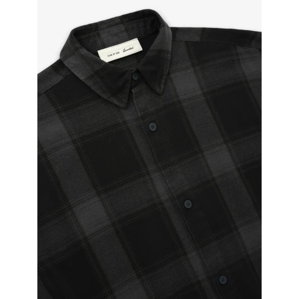 Fear of God Essentials Button Down Shirt in Black Plaid | Men Shirts | Luxury Shoes 
