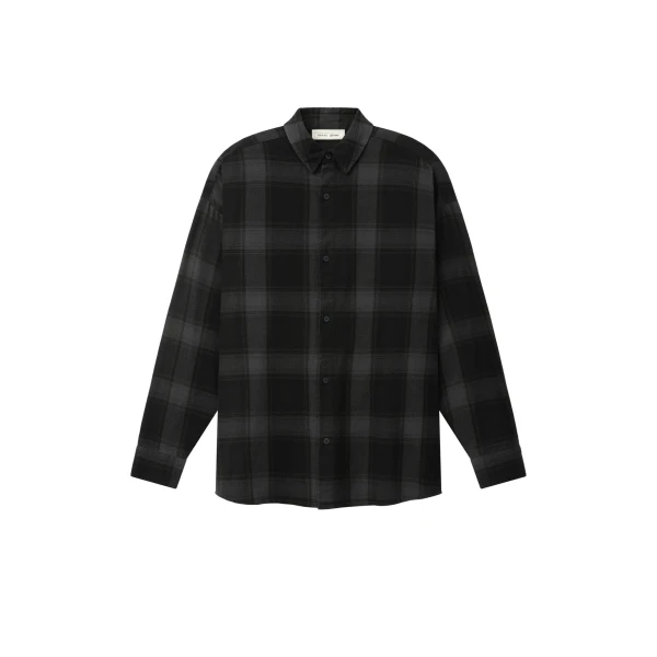 Essentials Button Down Shirt in Black Plaid