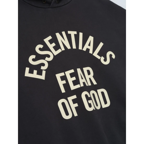 Fear of God Essentials Campus 90s Hoodie in Faded Black | Sweatshirts | Luxury Shoes 