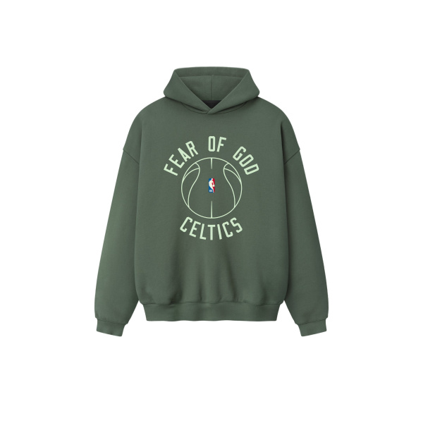 Fear of God Essentials Celtics x Barkley Hendricks 90s Hoodie in Balsam Green | Luxury Shoes 