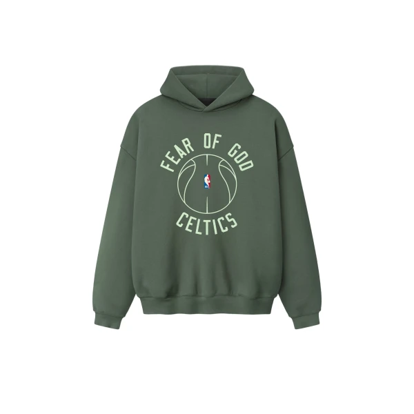 Fear of God Essentials Celtics x Barkley Hendricks 90s Hoodie in Balsam Green | Luxury Shoes 