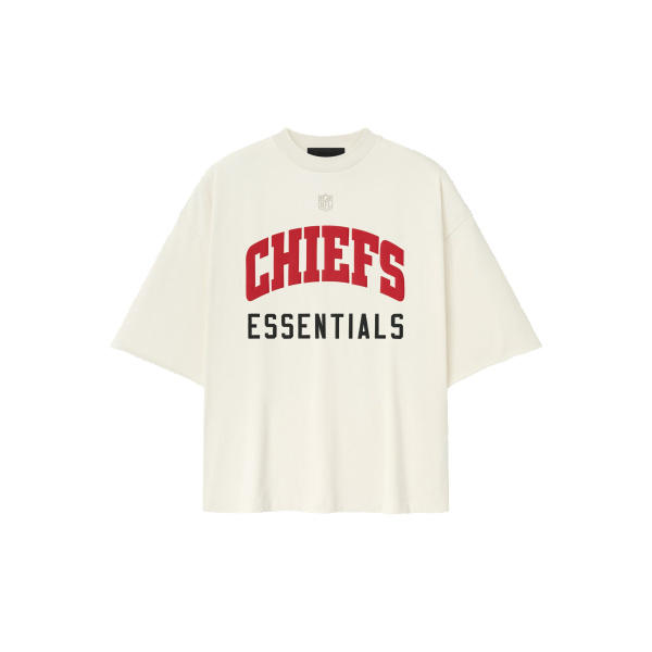 Fear of God Essentials Chiefs 90s 3/4 Sleeve Football Tee in Cream White | Luxury Shoes 